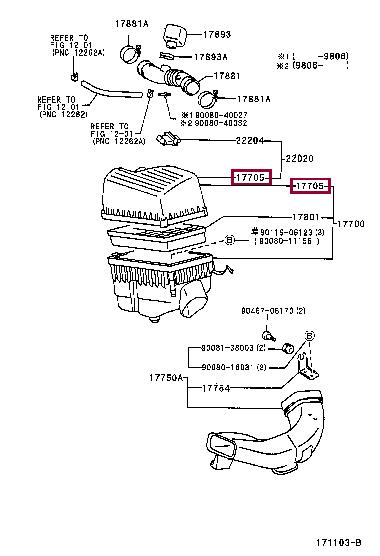 177050A130 Toyota Air cleaner filter box