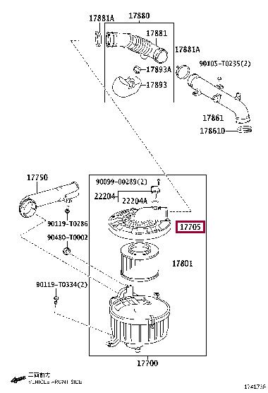 177050C070 Toyota Air cleaner filter box