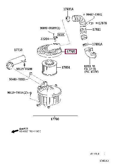 177050L030 Toyota Air cleaner filter box