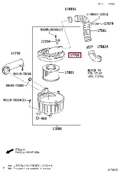 177050L220 Toyota Air cleaner filter box