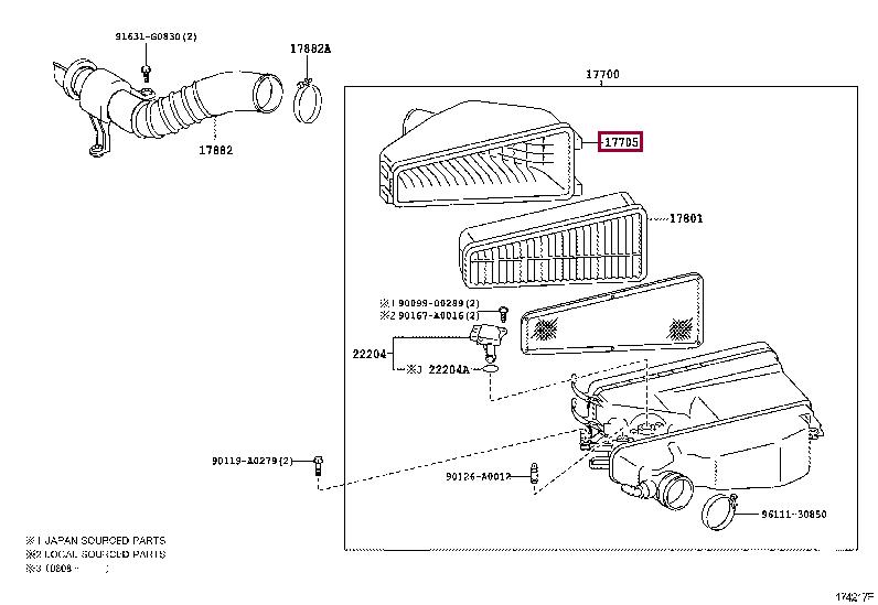177050P010 Toyota Air cleaner filter box