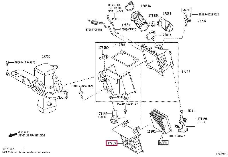 177050P091 Toyota Air cleaner filter box