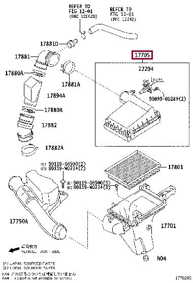 177050T060 Toyota Air cleaner filter box
