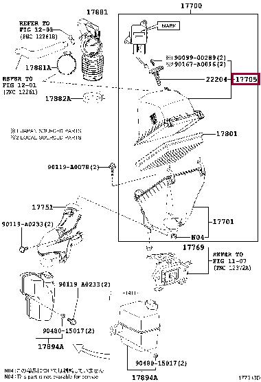 177050V120 Toyota Air cleaner filter box