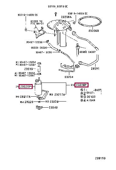 Toyota 23221-03010 Fuel pump 2322103010
