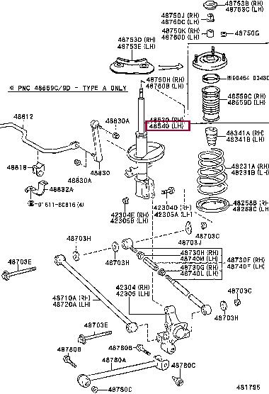 Toyota 48540-09130 Suspension shock absorber rear left gas oil 4854009130 4854009130 Toyota Suspension shock absorber rear left gas oil