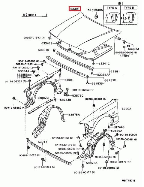 Bonnet Toyota: 5330120271 Toyota Hood