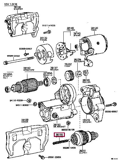 Toyota 28165-26040 Spring, bonnet lock fitting 2816526040 2816526040 Toyota Spring, bonnet lock fitting