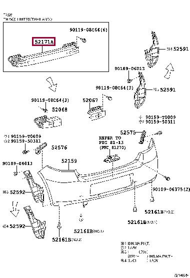 Bumper support Toyota Yaris: 520230D020 Toyota Support, bumper