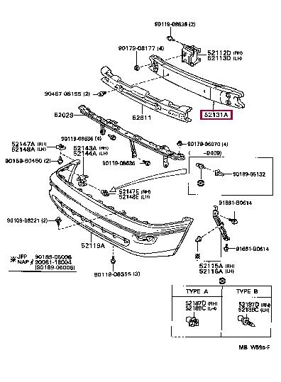 Bumper stiffener Toyota Corolla: 5213112170 Toyota Support, bumper