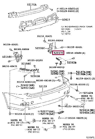 5215753040 Toyota Rear bumper retainer