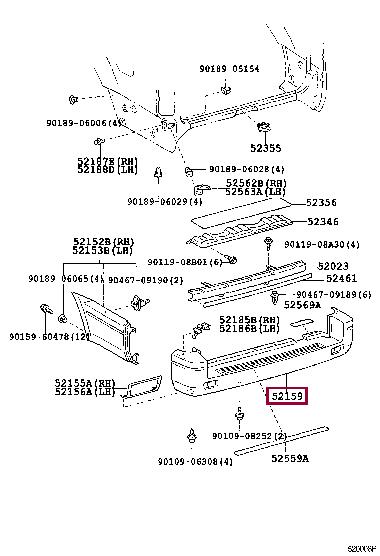 521596A919 Toyota Bumper rear