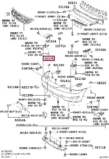 525350E010 Toyota Support, bumper