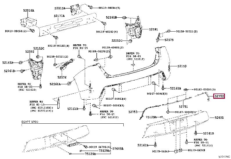 5275202010 Toyota Moulding bumper