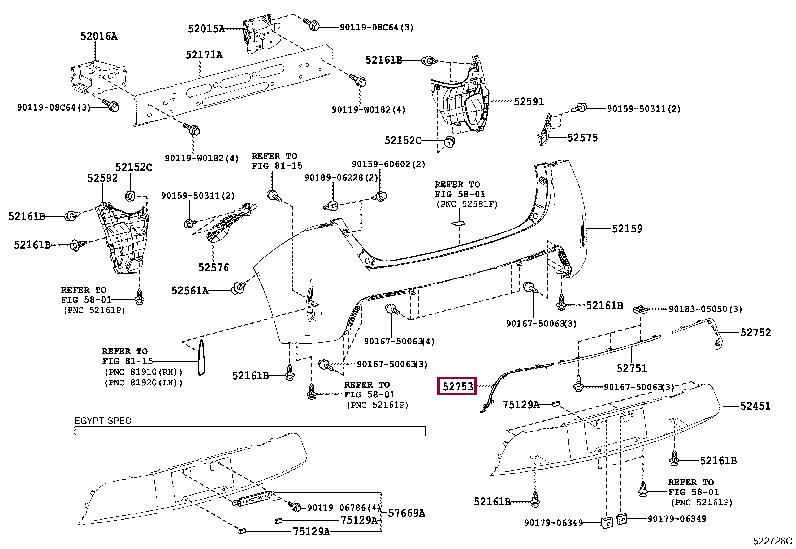5275302010 Toyota Moulding rear bumper left chrom