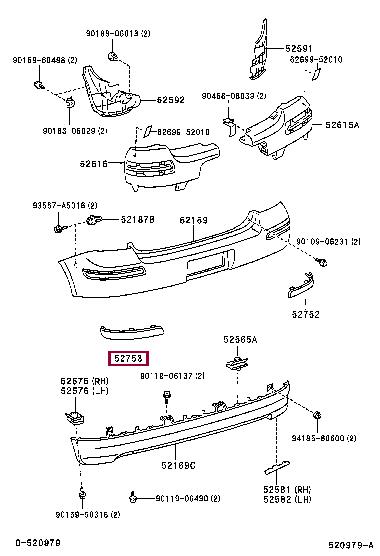 5275352010 Toyota Trim rear bumper