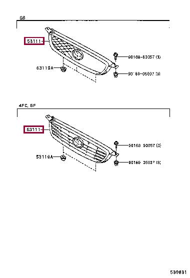 5311102090 Toyota Grille radiator