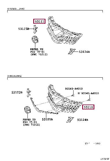 531110D370 Toyota Grille radiator