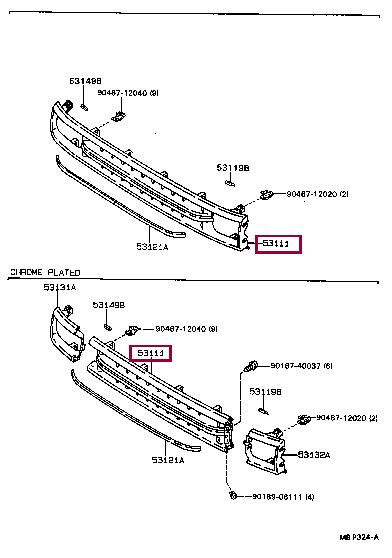 Toyota 53111-35060 Grille radiator 5311135060