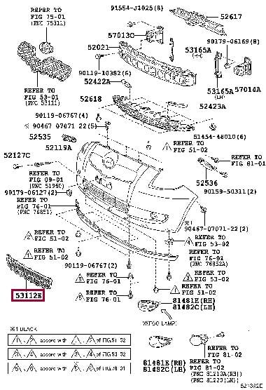 531120D160 Toyota Front bumper grill