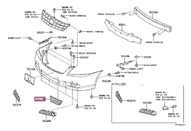 5311307010 Toyota Grille bumper
