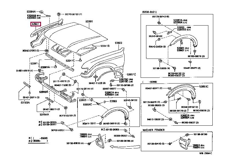 Front wing fender Toyota: 5380160060 Toyota Wing