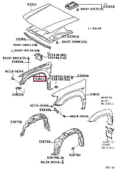 5380160580 Toyota Wing