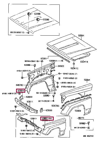 5380190K02 Toyota Wing