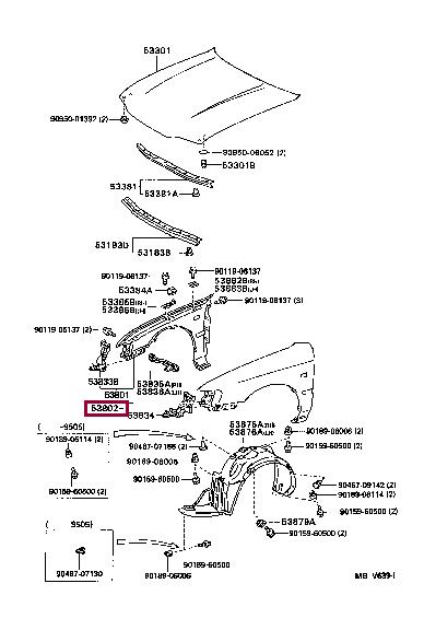 Front wing panel Toyota Corolla: 538021E580 Toyota Wing