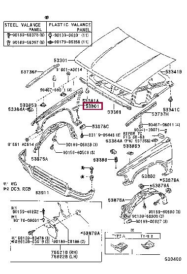 Front wing fender Toyota: 5381189215 Toyota Wing