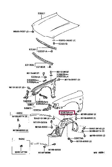 Wheel arch liner Toyota Corolla: 5387512210 Toyota Inner wing panel
