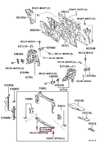 Toyota 57104-0H010 Support, bumper 571040H010 571040H010 Toyota Support, bumper