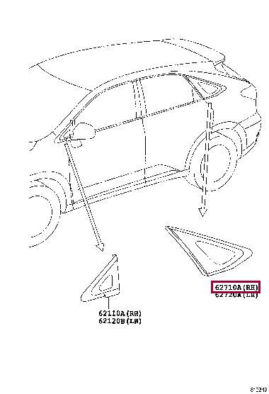 6271048210 Toyota Glass side window