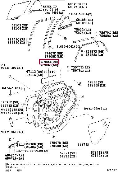 6700348090 Toyota Door rear right