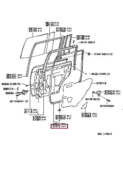 6787260041 Toyota Rear left door seal