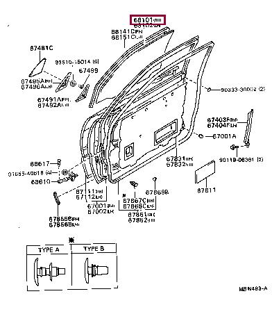 6811120440 Toyota Glass side window