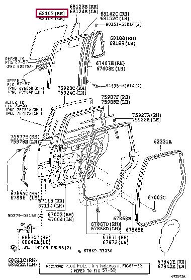 Toyota 68113-60240 Auto part 6811360240