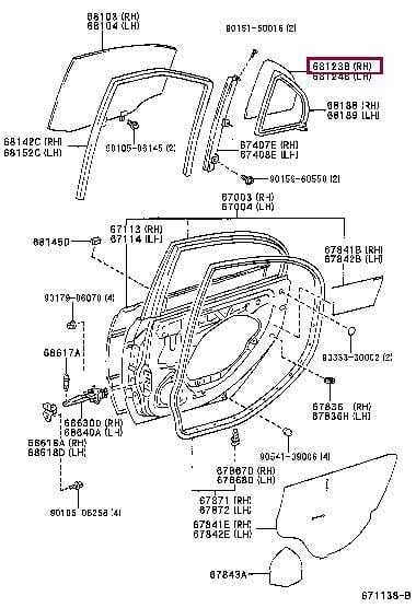 6812305030 Toyota Glass side window