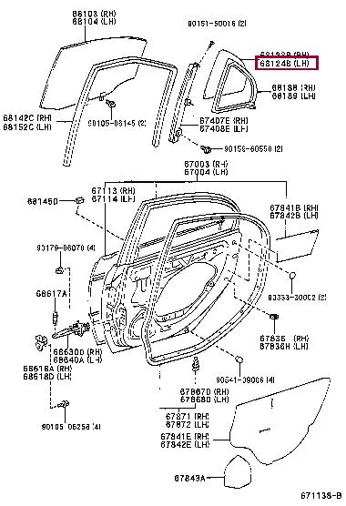 6812405030 Toyota Glass side window