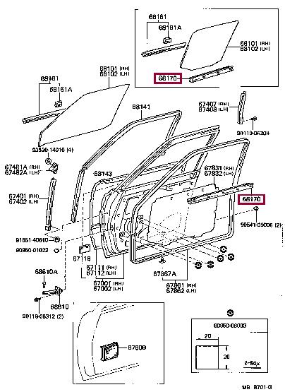 6817090A00 Toyota Weatherstrip