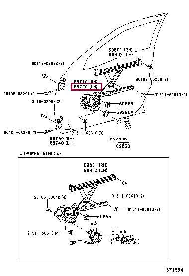 6872012101 Toyota Door hinge