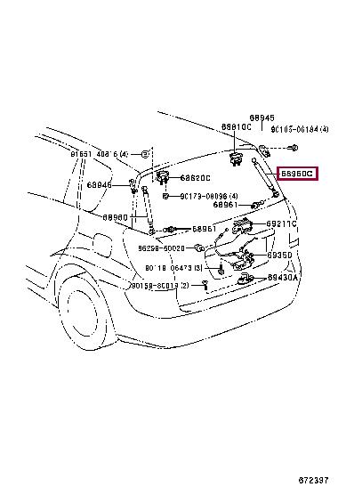 Toyota 68950-0W091 Tailgate strut 689500W091 689500W091 Toyota Tailgate strut