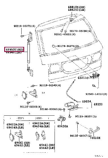 Toyota 68950-28220 Gas spring 6895028220