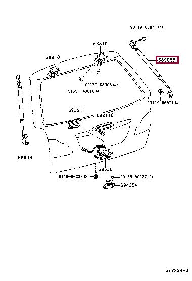Tailgate strut Toyota 68950-44080