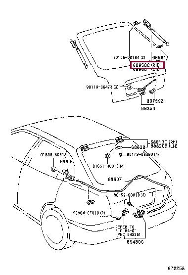 Toyota 68950-80054 Gas spring 6895080054