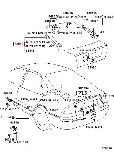 Boot gas struts Toyota: 6896019555 Toyota Tailgate strut