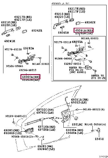 6920128010 Toyota Door handle housing