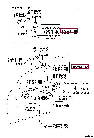 6920133010 Toyota Door handle housing