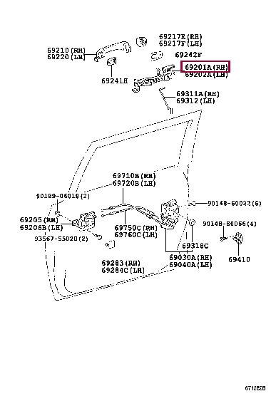6920135010 Toyota Door handle housing
