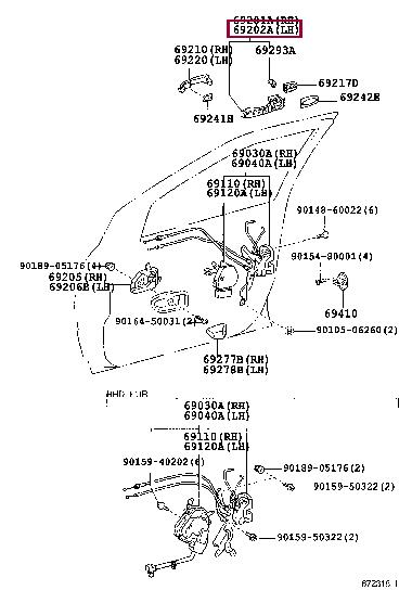 6920252010 Toyota Door handle housing